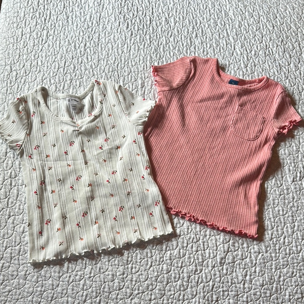 2 Old Navy Pink and White Short Sleeve Tees